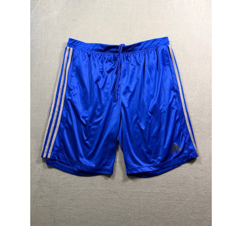 Adidas Men's Royal Blue 3-Stripe Performance Athletic Gym Soccer Shorts 2XL